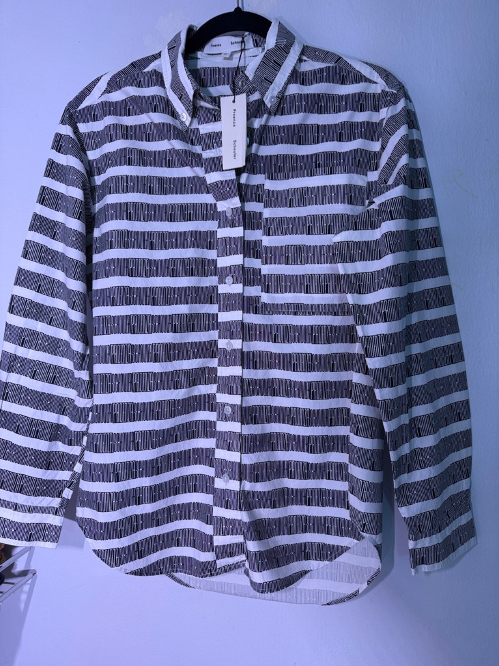 NWT Proenza Schouler Striped Button-Up Shirt in Black and White size small